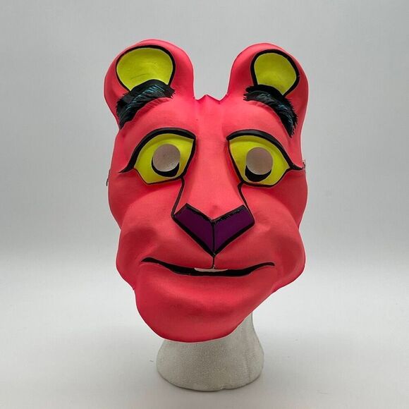 Vtg 1972 Pink Panther Child’s Halloween Costume Mask United Artists Flaws Stains - Picture 2 of 16
